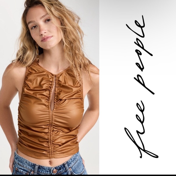 Free People Ride Along Ruched Crop Top medium - Picture 1 of 3